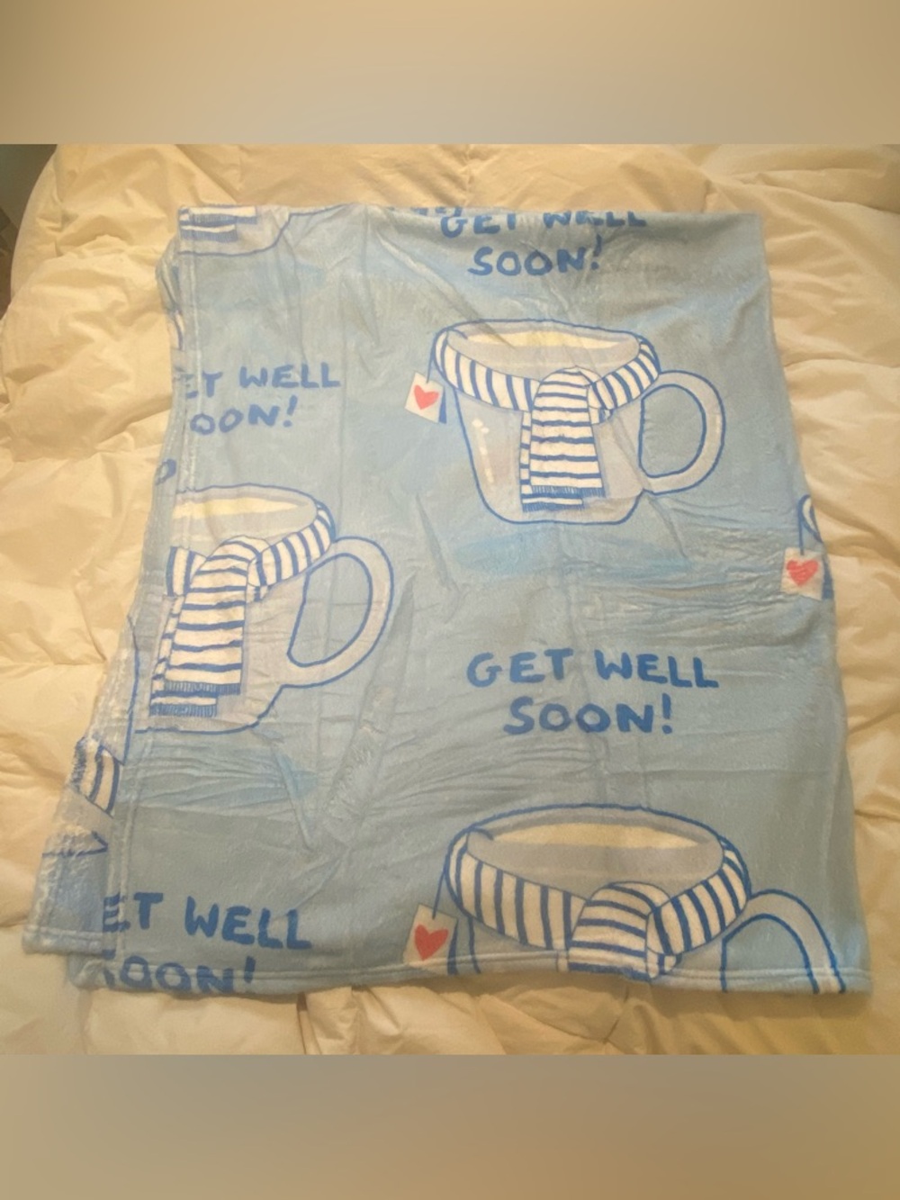 Get Well Soon Blue Throw Blanket 50x58 Cozy Gift